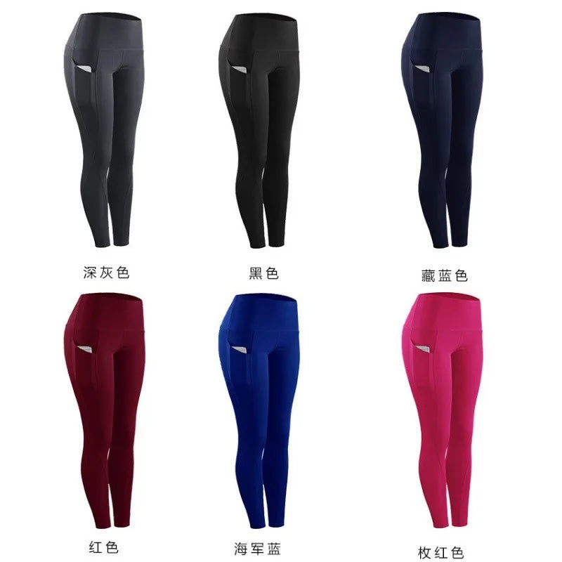Women Yoga Leggings Sexy Solid High Waist Pocket Elastic Tummy Control Ruched Booty Pants Casual Gym Compression Tights Pants