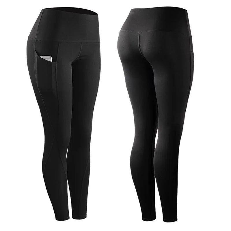 Women Yoga Leggings Sexy Solid High Waist Pocket Elastic Tummy Control Ruched Booty Pants Casual Gym Compression Tights Pants
