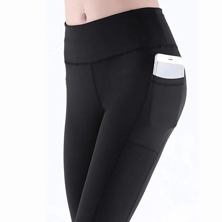 Women Yoga Leggings Sexy Solid High Waist Pocket Elastic Tummy Control Ruched Booty Pants Casual Gym Compression Tights Pants