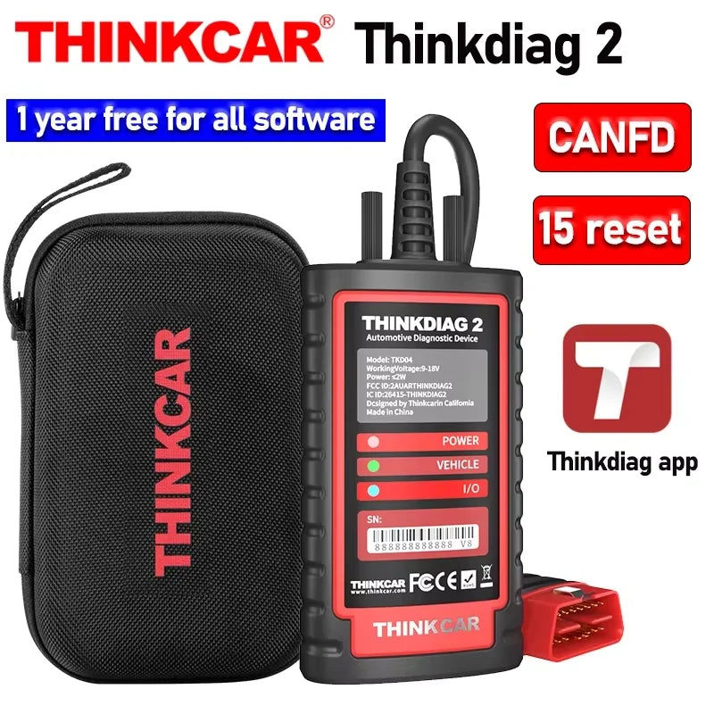 THINKCAR Thinkdiag 2 OBD2 Scanner Support CAN FD Protocols Fit For GM Car Brands Free Full Softwares 16 Reset Functions ECU Code