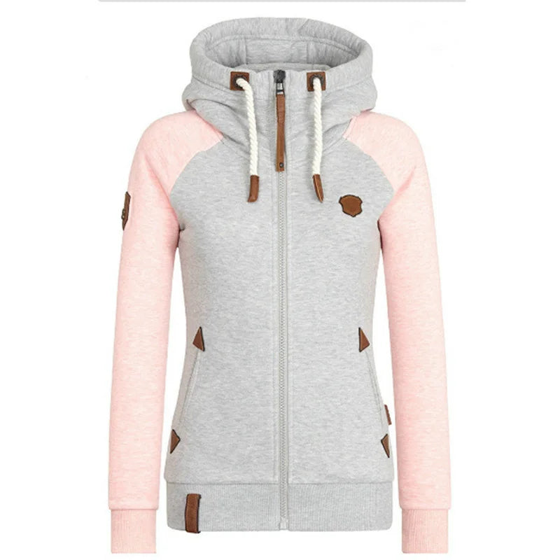 Women Hoodies Sweatshirt Autumn Long Sleeve Zipper Print Pullover Long Sleeve Oversize Warm Winter Hooded Coat Female Tops