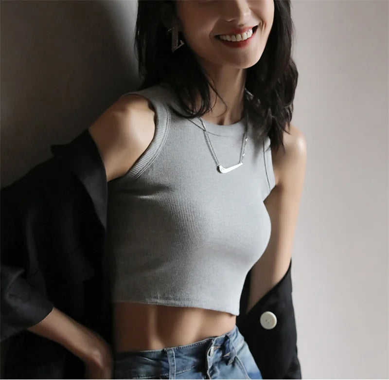 DOIAESKV Basic Solid T shirts Women Slim Halter Neck Off-shoulder Camisole Tops Tees Summer Female Tanks Sleeveless Dropshipping