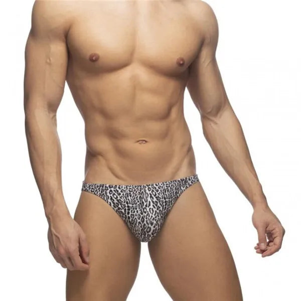 New Mens Sexy Swimsuit Leopard Print Swimwear Men Swimming Shorts Low Waist Briefs Bathing Beach Wear Surf Homme Push Pad Bikini