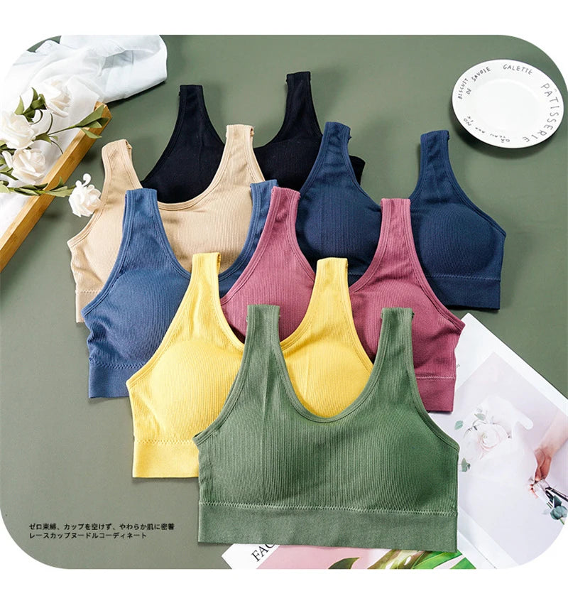 Women Tank Tops Streetwear Push Up Cropped Top for Female Lounge Solid Color Casual Sexy Lingerie Wirefree Camisole Fashion Girl