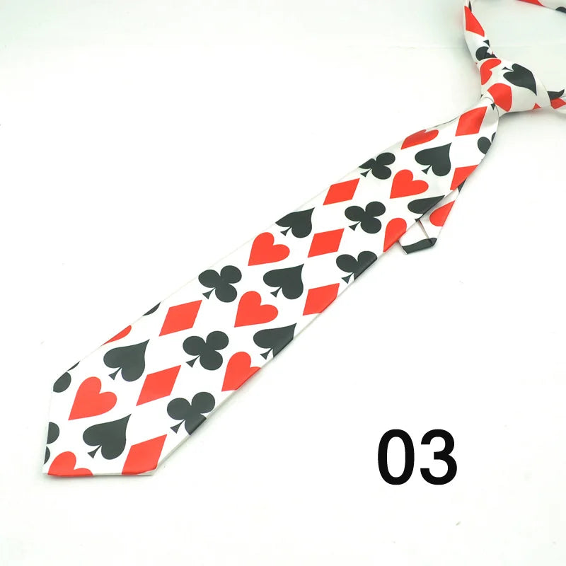 Mens Ties Necktie Formal Dress Gift Wedding Shirts Cravat Tie For Men Funny 4 inch width playing card/poker white Black Party