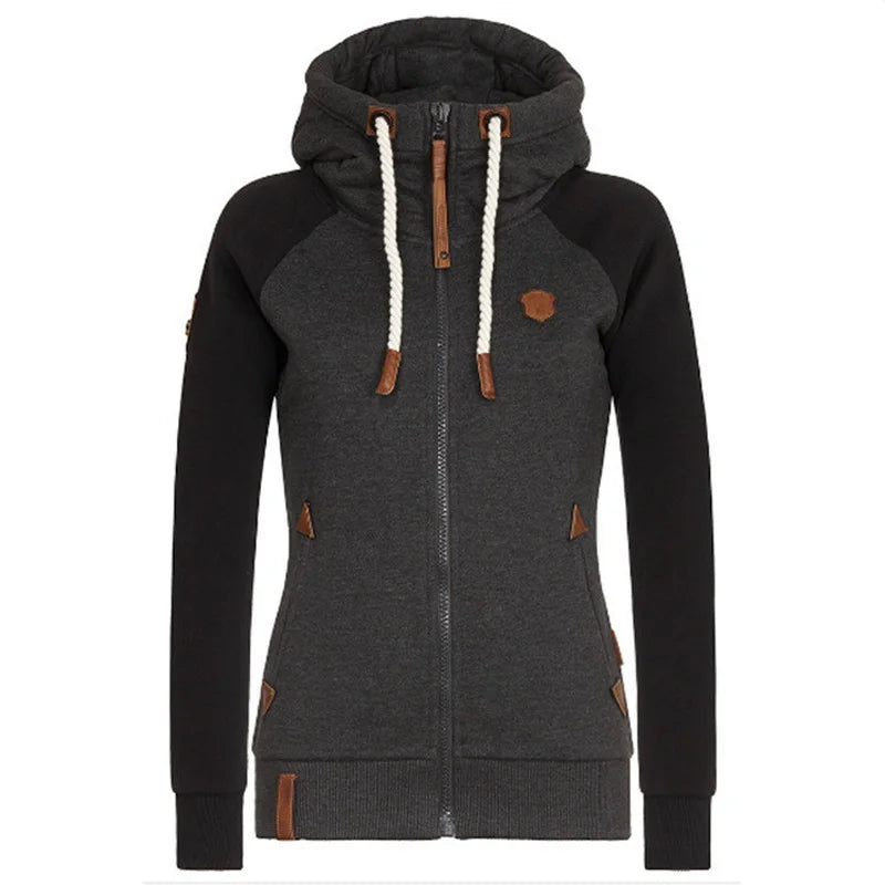Women Hoodies Sweatshirt Autumn Long Sleeve Zipper Print Pullover Long Sleeve Oversize Warm Winter Hooded Coat Female Tops