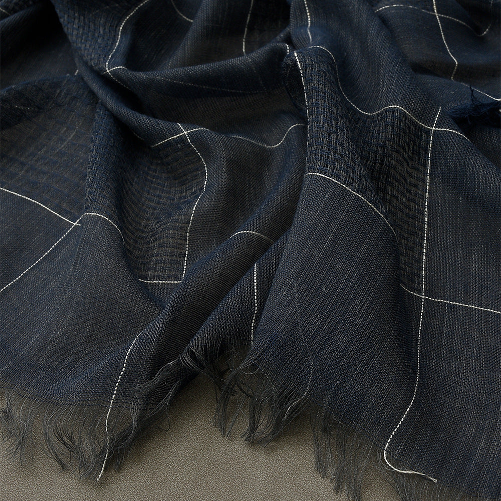 Cotton Linen Men Scarf Patchwork Scarf for Men Tassel Autumn Winter Long Mens Scarves Fashion Male Accessories