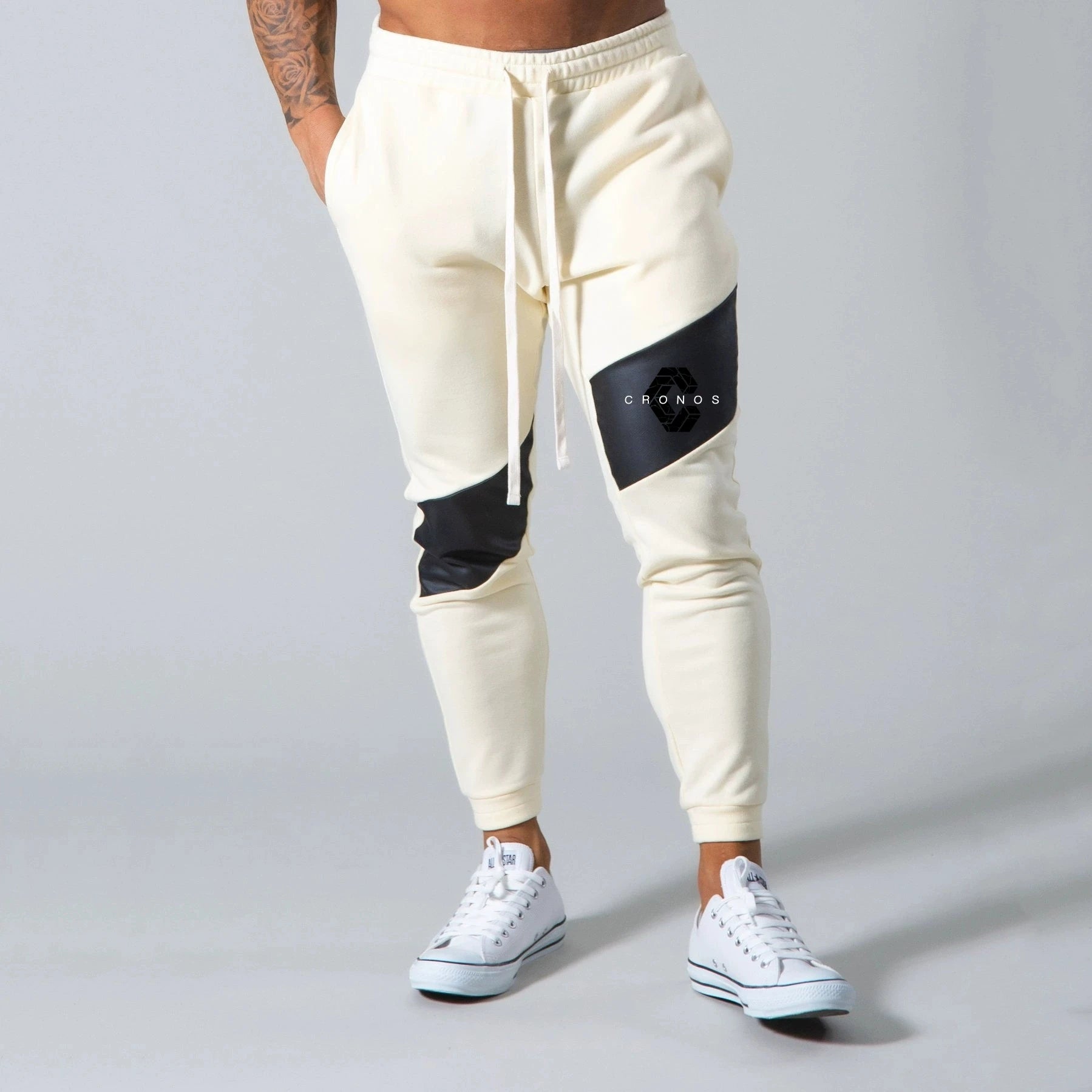 CRONOS GYM Print Pants Men Casual Sports Pants Running Workout Jogging Sportswear Men Patchwork Joggers Sweatpants Long Pants