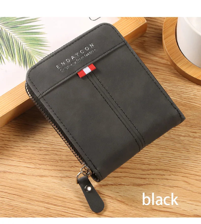 Business Bank Credit Card Holder Luxury Men Wallets Short Coin Purse Zipper Money Bag Cardholder Case Small Card Holders for Men