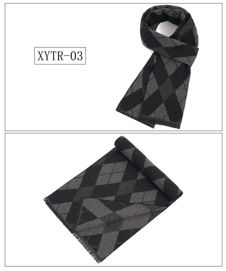 Classic Brand Scarfs for Men Thick Imitation Cashmere Shawl Scarves Winter Warm Business Muffler Scarves Long Wrap