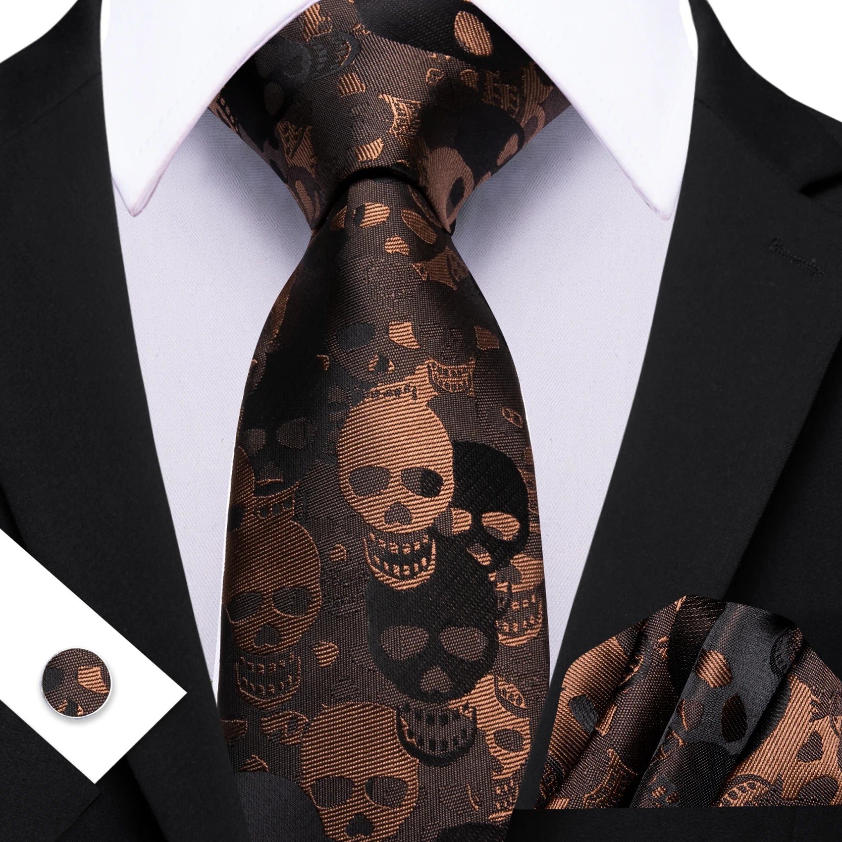Barry.Wang Jacquard Brown & Gold Men&
