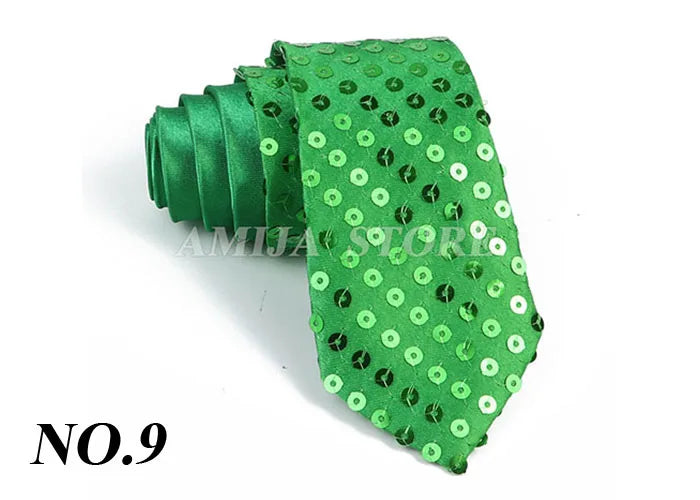 Shiny Sequins Neck Ties Men Women Stage Black Pink Blue Glitter Performance Prom Paillette Accessories Fashion Party 5cm Necktie