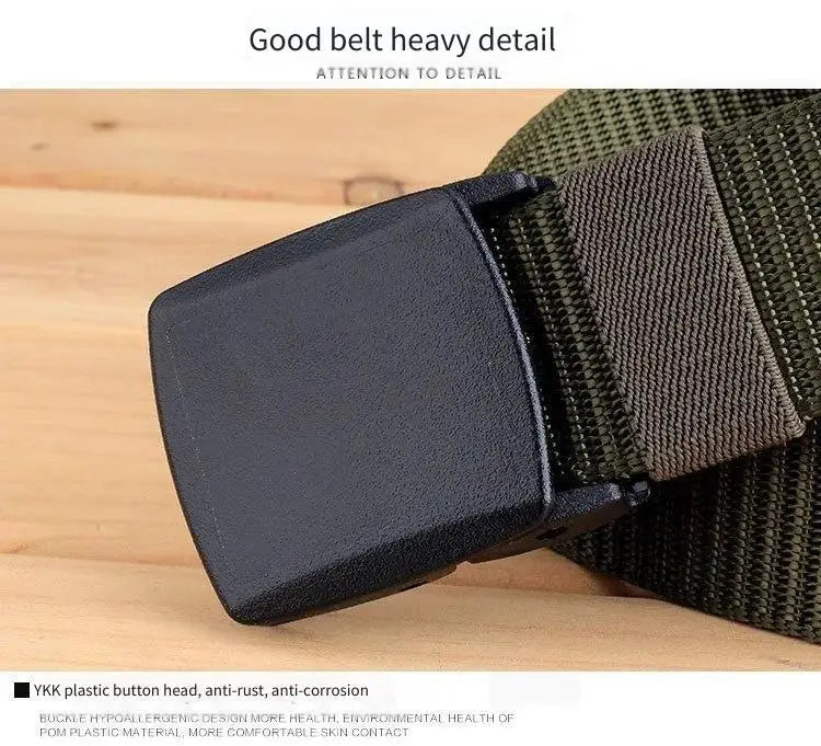 Tactical Belt for Man Golf Outdoor Casual Canvas Belt Black Training Trouser Belt Wide Automatic Buckle Nylon Belt Hunting Sport