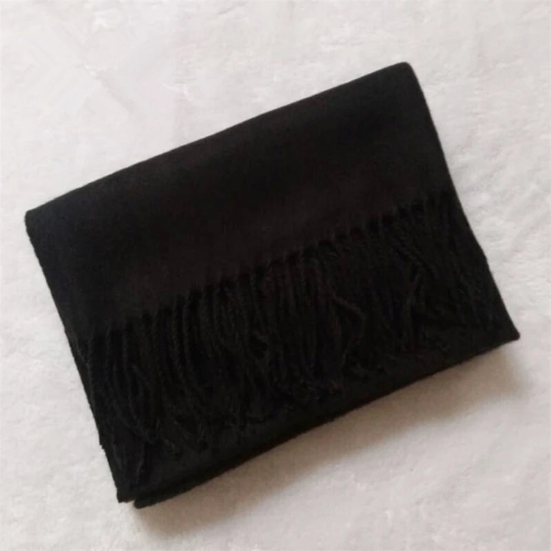 Tassel Scarfs Imitation Cashmere Men Solid Color Fashions Winter Warmth Windproof Thickened Elongated Scarf Women&