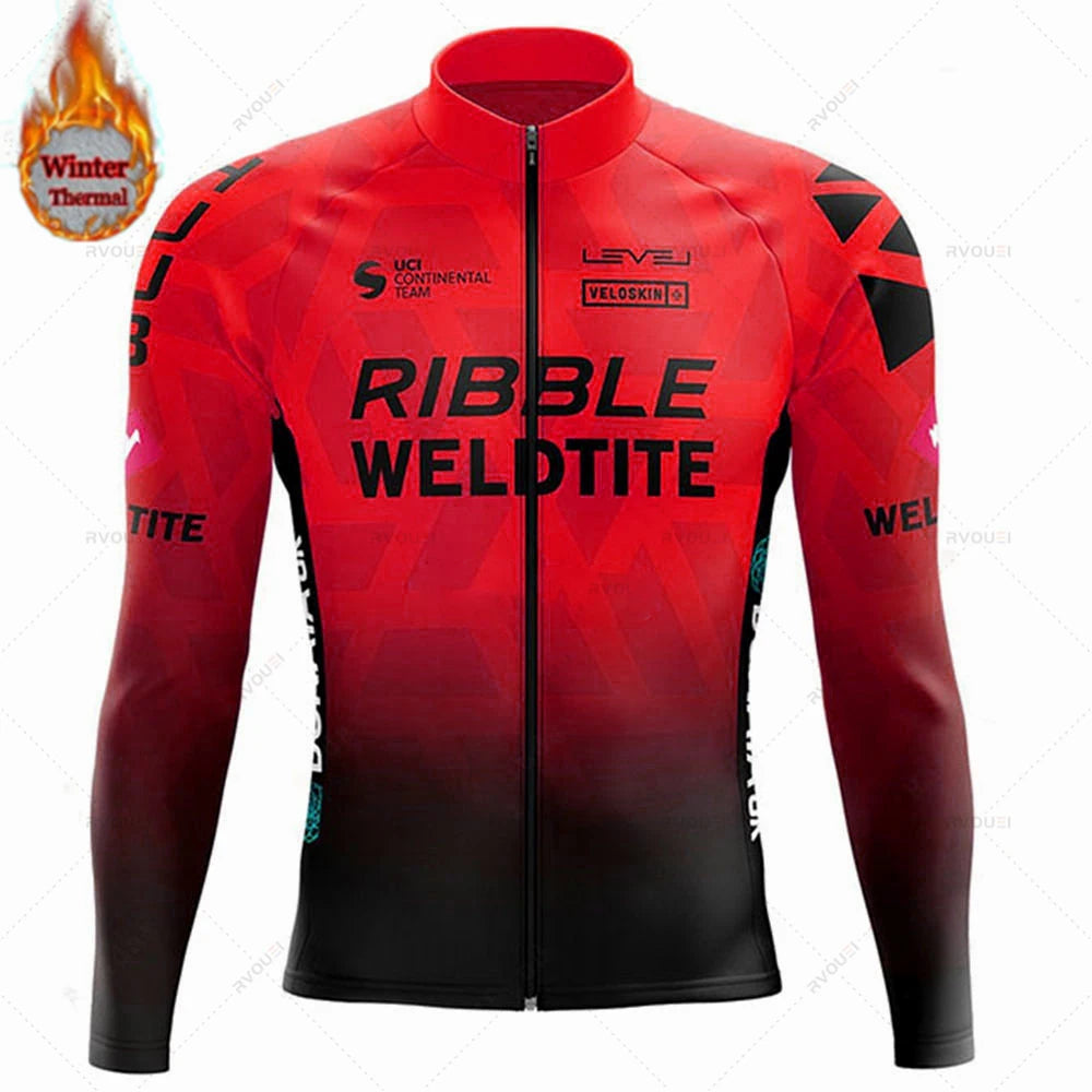 Team 2024 Winter Hot Wool Cycling Jersey Set Men Bicycle Suit Outdoor Sportswear MTB Bike Uniform Maillot Ciclisno Kit Triathlon