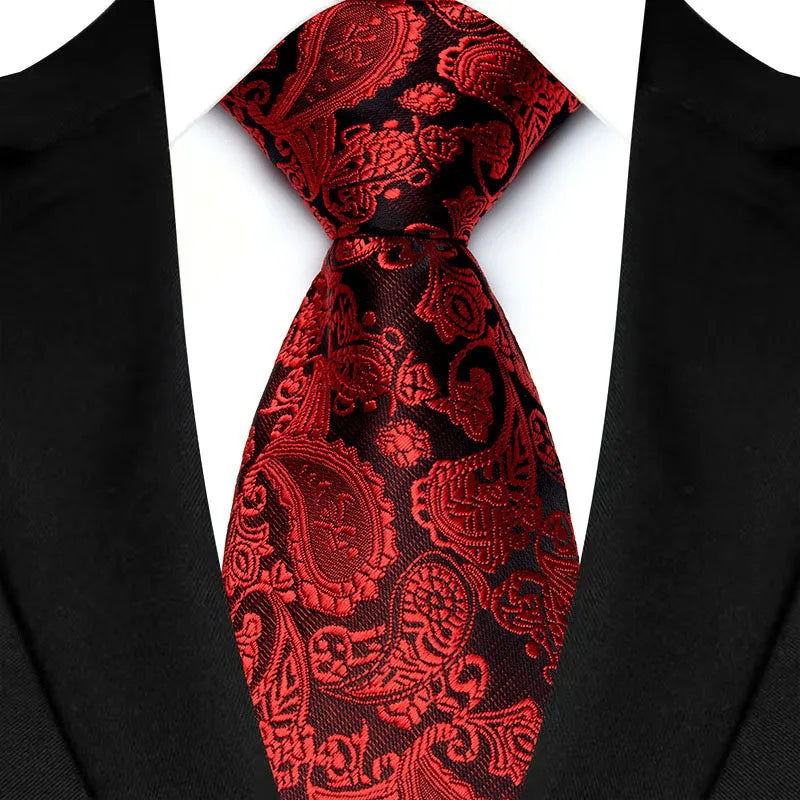 Luxury 8CM Mens Ties Solid Paisley Classic Business Necktie Jacquard Woven Neck ties For Men Groom Wedding Business Party