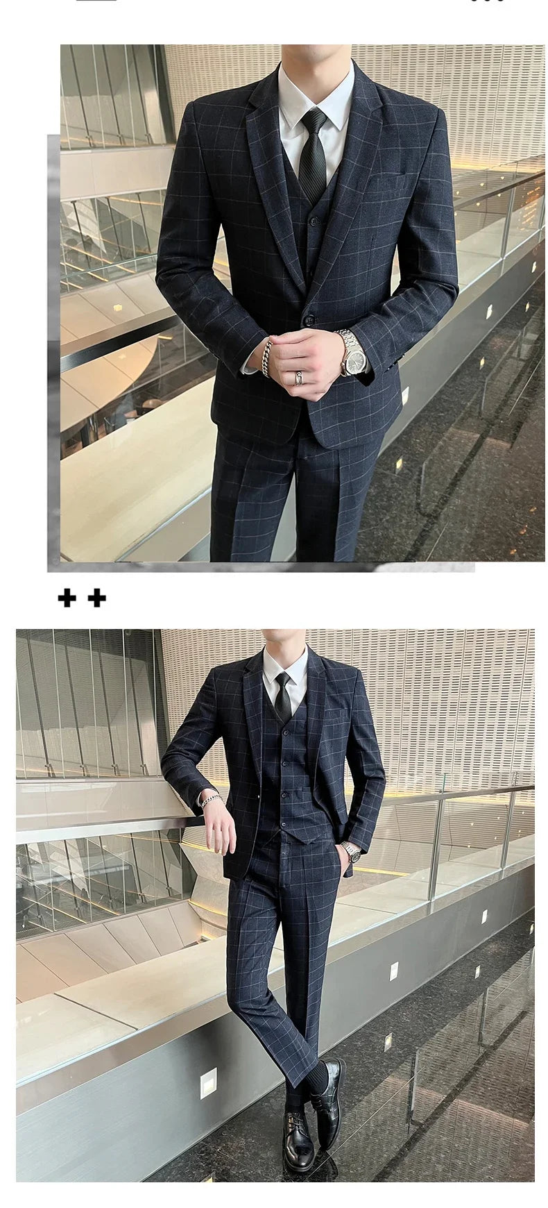 Suits (blazer+ Vest + Pants) Men Fashion Business Casual Hosts Slim-fit Gentleman Wedding Work Mens Suits 3 Piece M-5XL
