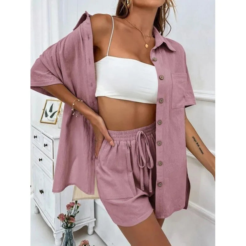 Faionable Casual ort Sve irt And orts Set Women&