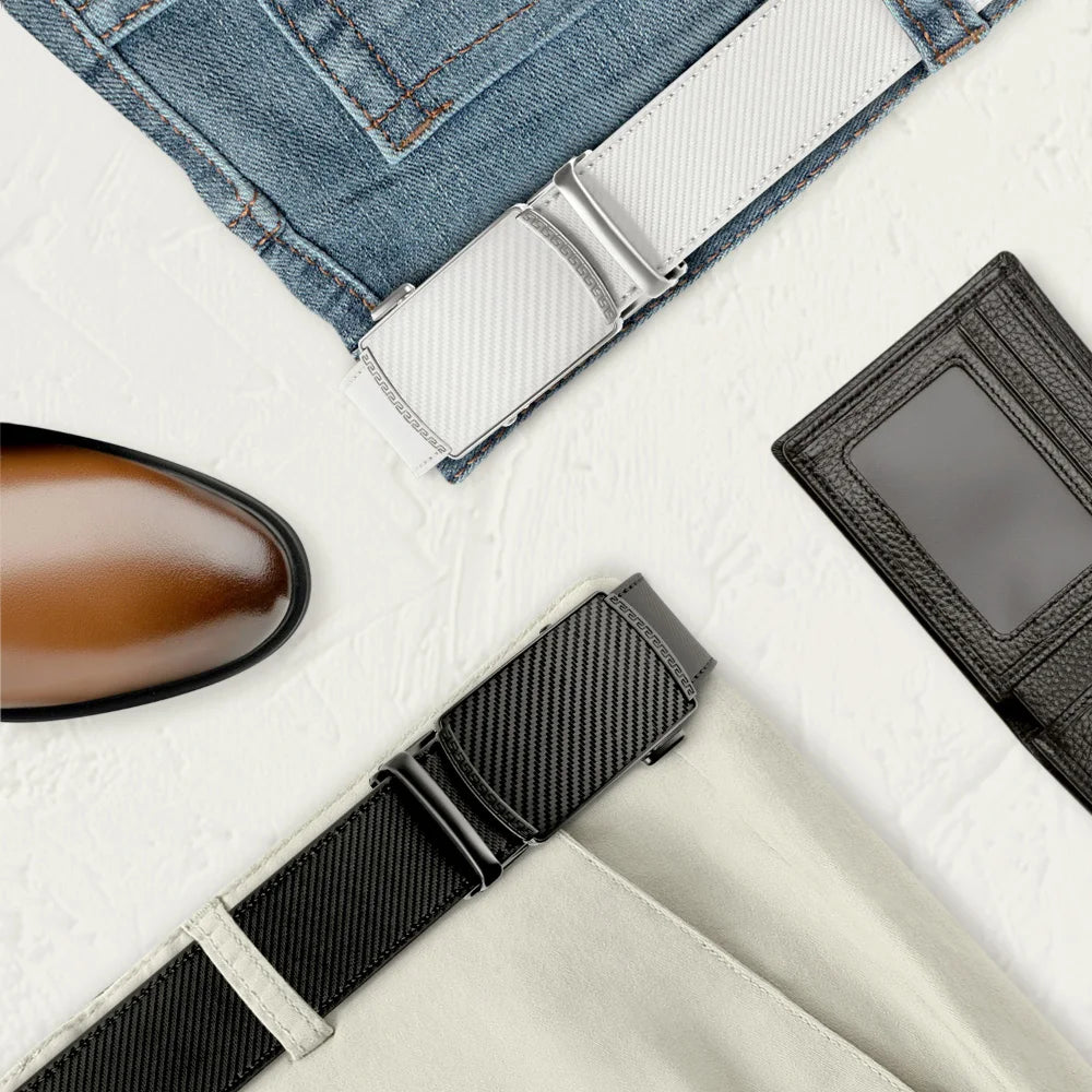 Men Belts Leather Waist Strap Male Automatic Buckle Waistband Mens High Quality Girdle Belts for Women Men Gifts 105 115 125cm