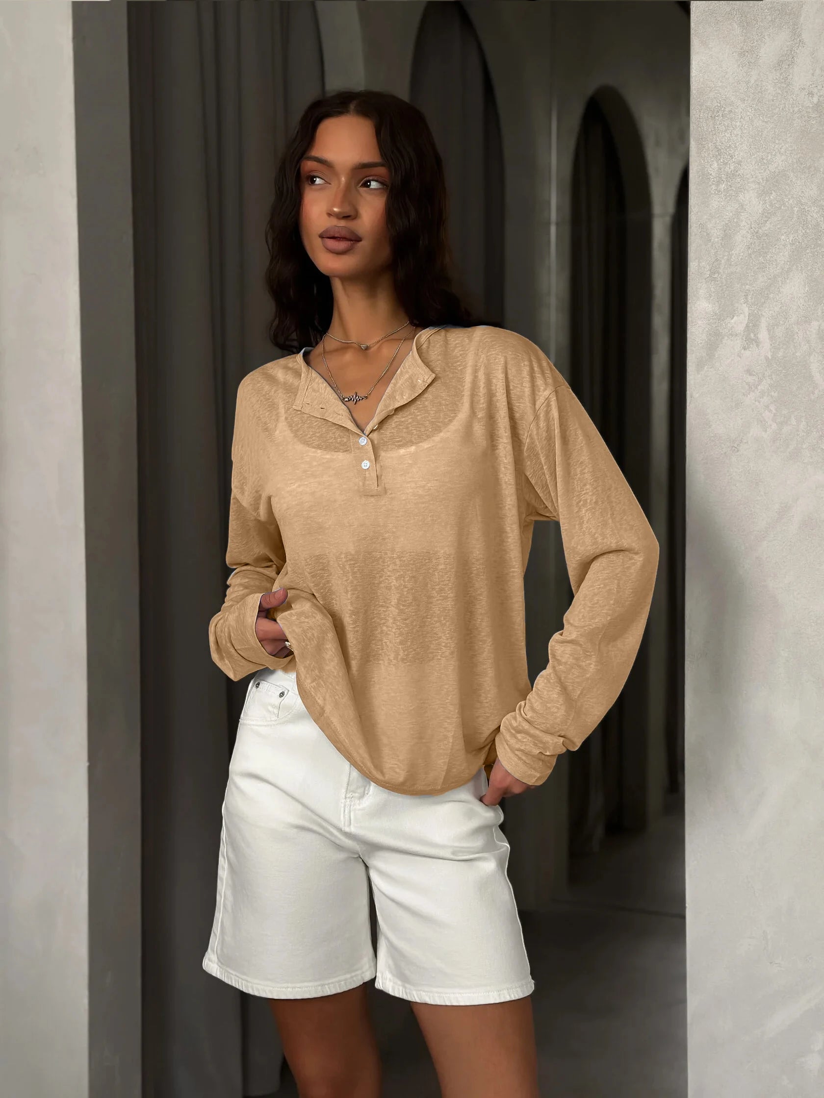 Hirsionsan 2025 Basic soft T Shirts Women Summer autumn Long Sleeves Loose Bottom Tees Ladies Casual Knitted Soft Woman Tops