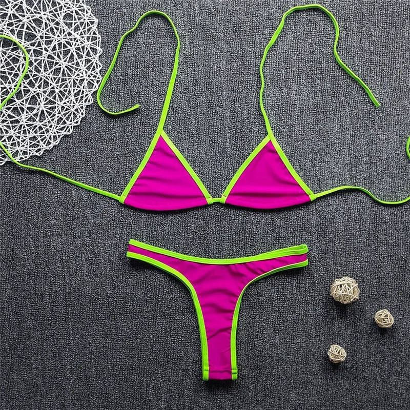 Swimsuit Women European and American Sexy Bikini, Backless, Fresh and Cute, Multi-color Two-piece Swimsuit for Women