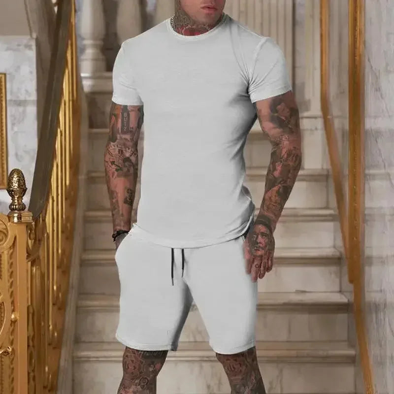 Casual summer outdoor sportswear set for men breathable T-shirt and shorts casual and fashionable two-piece sportswear