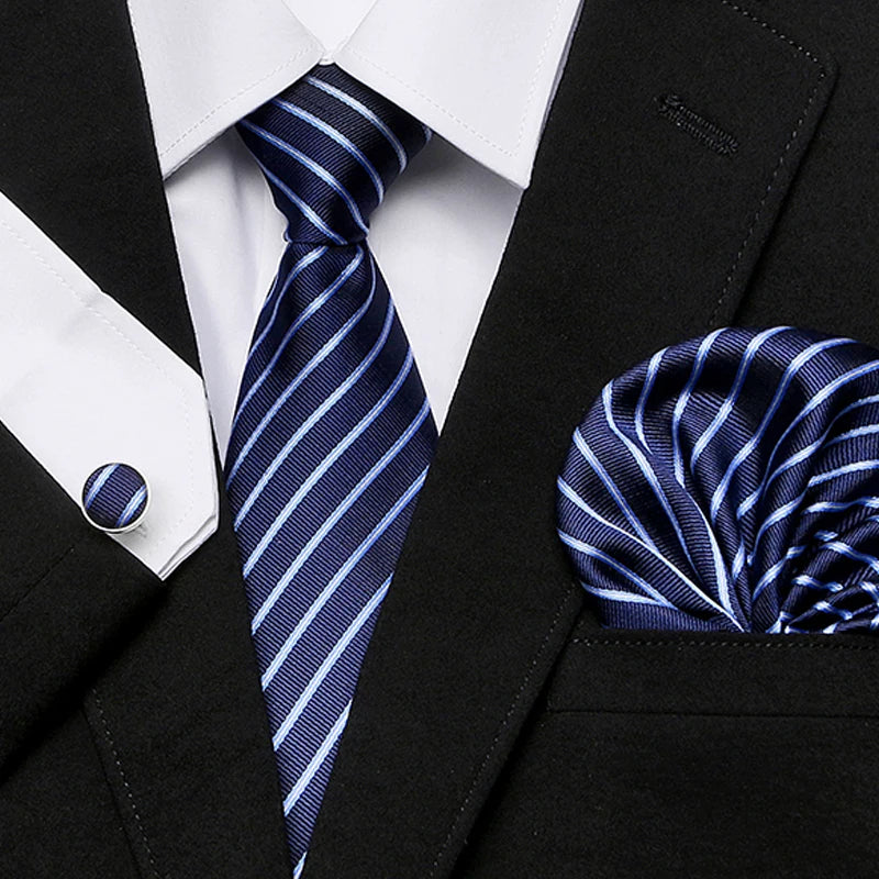 Men`s Tie Red Plaid print Jacquard Woven Tie Hanky Cufflinks Sets For Formal Wedding Business Party Free Postage