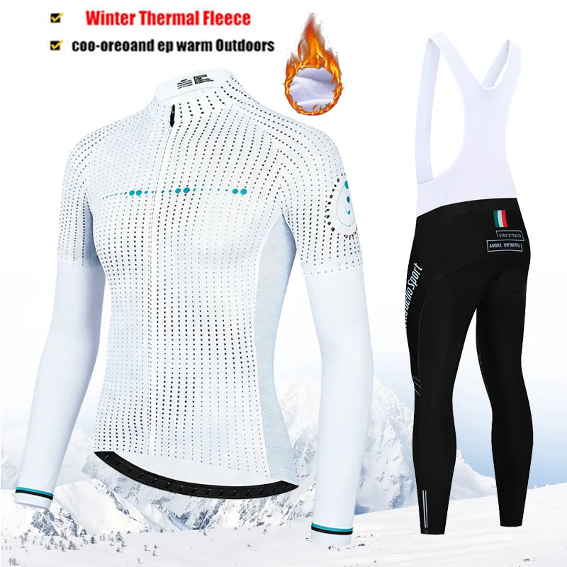 Winter Thermal Fleece Cycling Jersey Set Tour De Italy D&