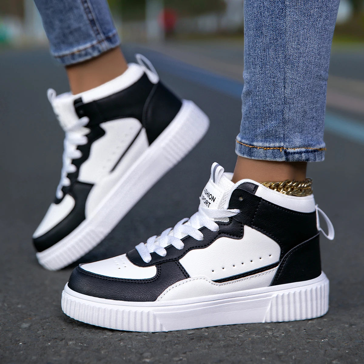 YRZL Women Shoes Skateboarding Shoes for Men Sneakers High Top Lightweight White Black Sports Running Outdoor Casual Shoes Men
