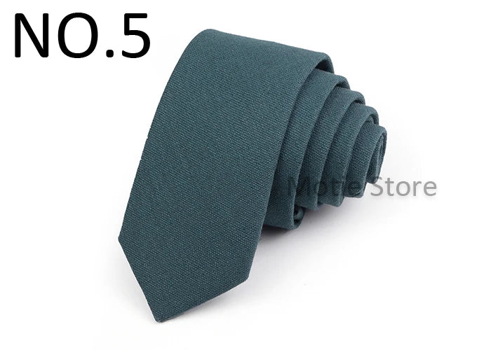 Mens Ties 6cm Classic Cotton Handmade Skinny Neck Ties For Men Soild Color Narrow Collar Slim Orange Grey Blue Tie Casual Tie