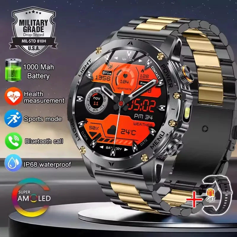 T-Rex 3 Military Grade 1000mAh Battery Smart Watch IP68 Waterproof GPS Bluetooth call AMOLED HD Men Sports 2026 New Smartwatch