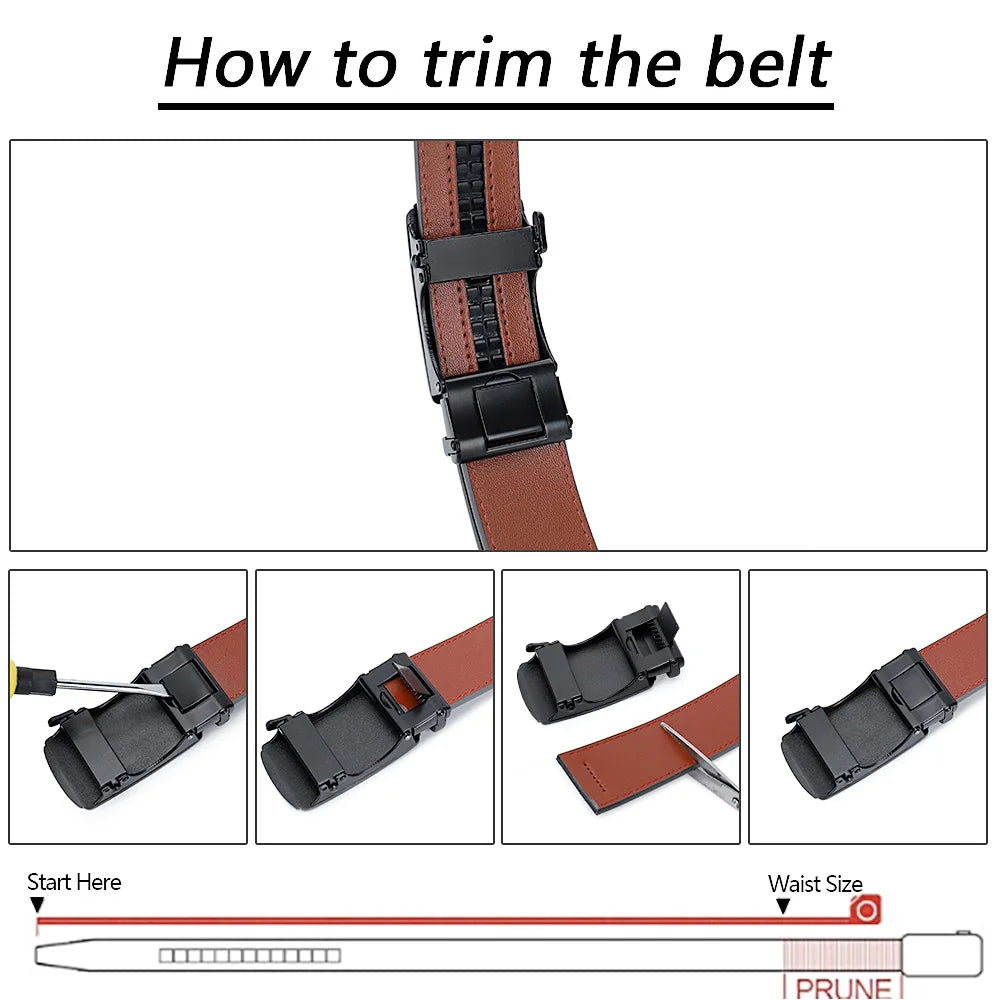 Men Belts Leather Waist Strap Male Automatic Buckle Waistband Mens High Quality Girdle Belts for Women Men Gifts 105 115 125cm
