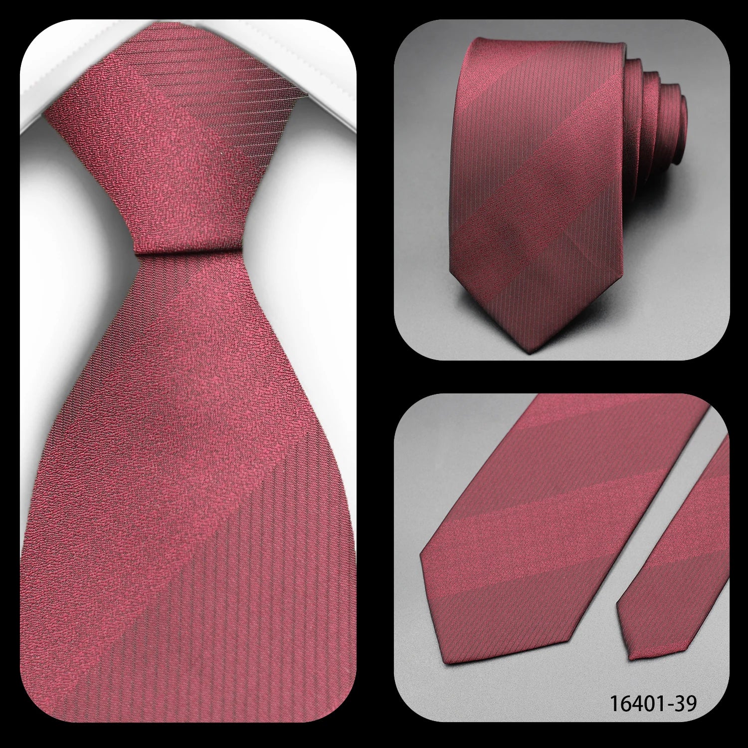 Luxury 7CM Mens Tie Necktie Red Green Stripes Solid Tie For Man Groom Jacquard Woven Neck Tie For Business Wedding Party
