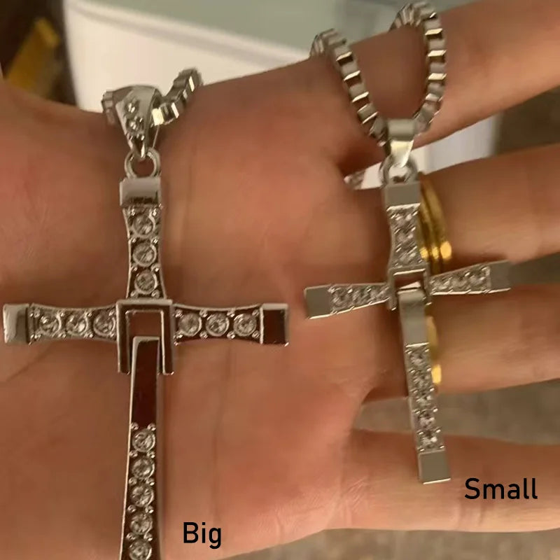 7.8*4.5cm Big Size Alloy Solid Cross Pendant Necklace 60cm Length Stainless Steel Chain Men Women Neck Jewelry Drop Shipping