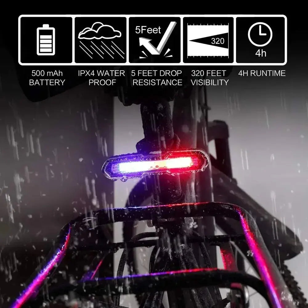 Bicycle Rear Light USB Rechargeable Bike Tail Light MTB Road Bike Warning Tail Lamp for Night Cycling Safety Easy to Install