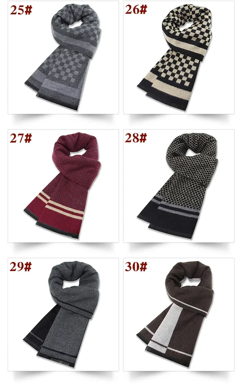 Luxury Scarf Man Winter Warm Wool Scarf For Men Cashmere Scarves Casual Plaid Male Long Pashmina Outdoor Shawls Man Muffler Gift