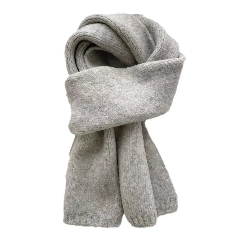 Sheep Wool Scarf for Men and Women, Couple Winter Thick Long Keep Warm Scarves, Solid Color Knitted Scarfs, Versatile and Warm