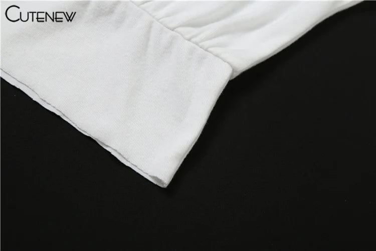 Cutenew Classic Basic Women Tees Autumn Solid Concise Full Sleeve Incline Shoulder Tops Female Casual All-matched Streetwear