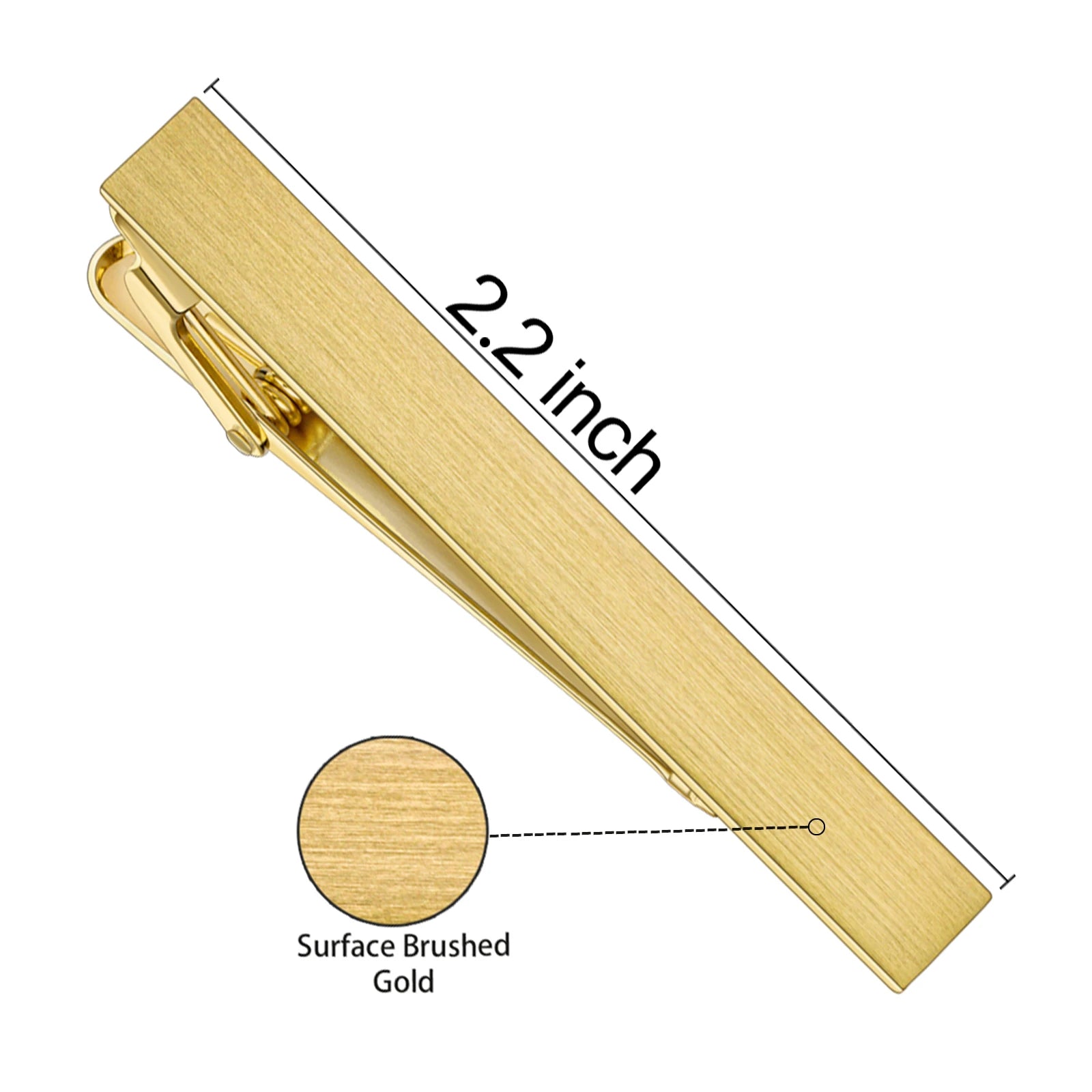 HAWSON Goldren Tie Clip For Men 2/2.2/2.5 inch Classic Copper Tie Bar Business Collar Pin Skiny Necktie Tie Pin Clip for Working