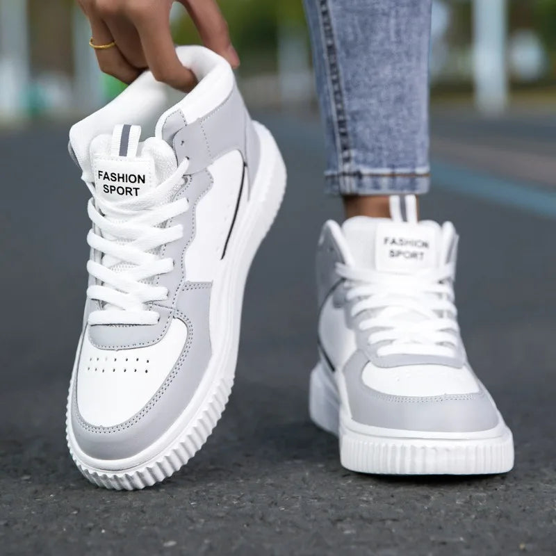 YRZL Women Shoes Skateboarding Shoes for Men Sneakers High Top Lightweight White Black Sports Running Outdoor Casual Shoes Men