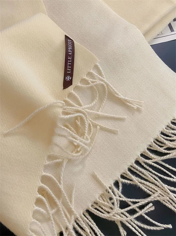 Winter Solid Color Cashmere Like Blanket Women Scarf Designer Thick Warm Pashmina Shawl Wraps With Tassel Poncho Stoles Echarpe
