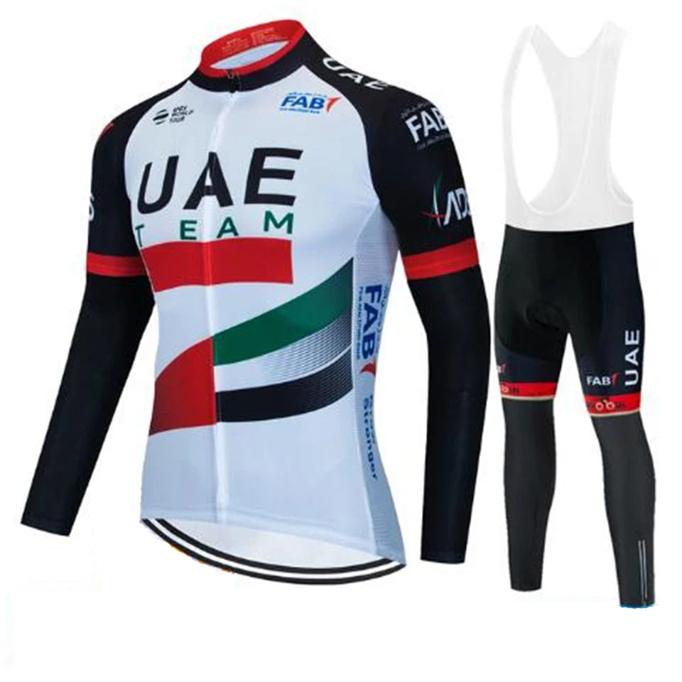 2026 UAE Team Autumn Long Sleeve Cycling Jersey Set Bib Pants Ropa Ciclismo Clothing Bike Uniform Men Bicycle Clothes Mailllot