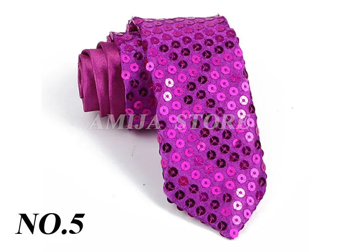 Shiny Sequins Neck Ties Men Women Stage Black Pink Blue Glitter Performance Prom Paillette Accessories Fashion Party 5cm Necktie