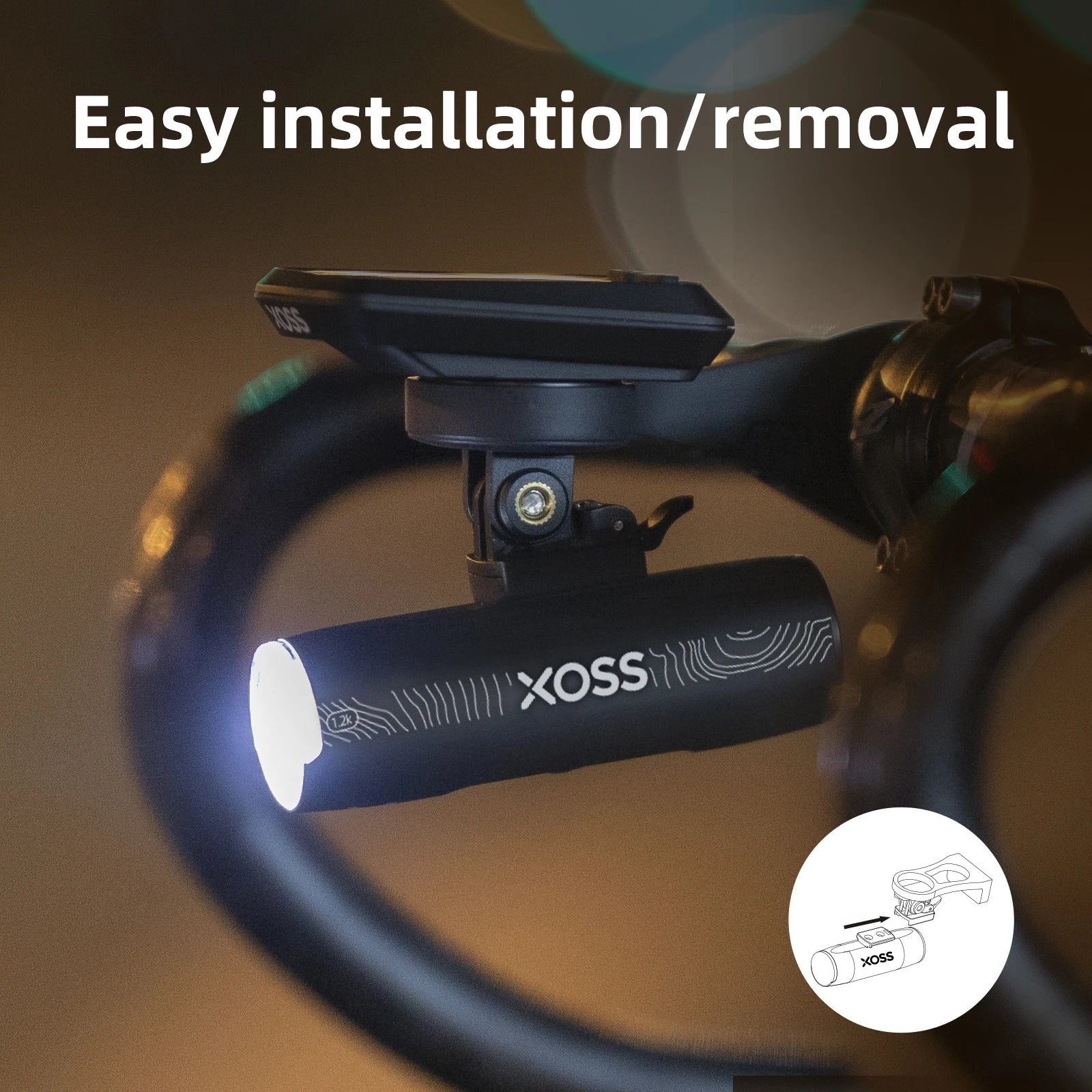 XOSS XL1200 Headlight 200-1200 Lm Bike Light Waterproof Rechargeable Front Lamp Bicycle Light Aluminum Ultralight Flashlight