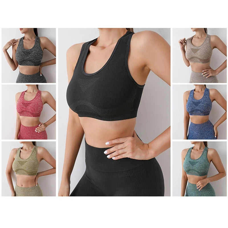 Sports Women Bras Yoga Top Vest High Shockproof Quick-drying Yoga Gym Running Fitness Underwear Ladies Seamless Sportswear