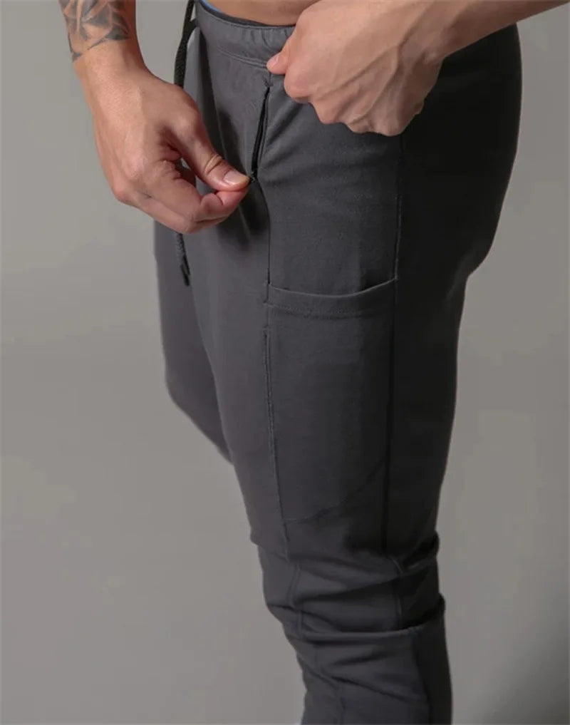 Spring and autumn sports trousers for men, running cotton slim-fitting trousers with ankle zippers, casual sweatpants