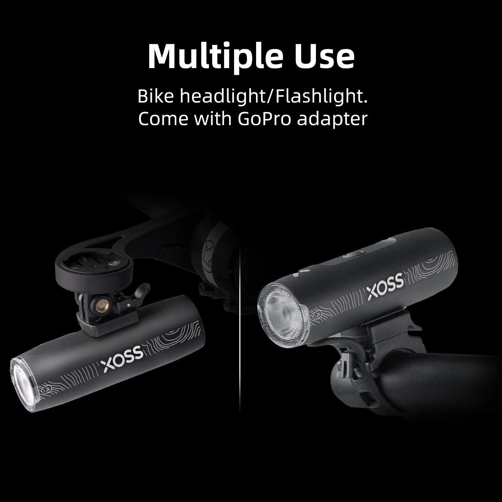 XOSS XL1200 Headlight 200-1200 Lm Bike Light Waterproof Rechargeable Front Lamp Bicycle Light Aluminum Ultralight Flashlight