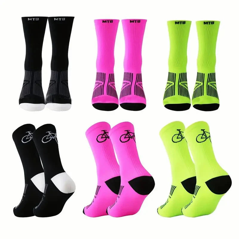 1/6 Pairs Men Women Outdoor Sports Cycling Socks Fashionable Prints Soft Comfortable Sweat Wicking Breathable Running Socks