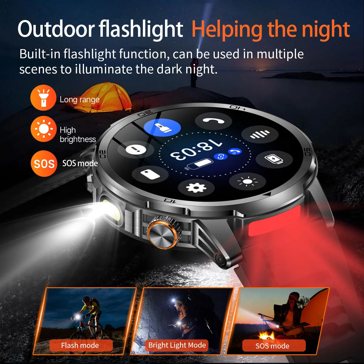 2026 New Outdoor Smart Watch 1.85inch AMOLED 1000mAh Large Battery 5ATM Waterproof Voice Call Sports Men Fitness Bracelet