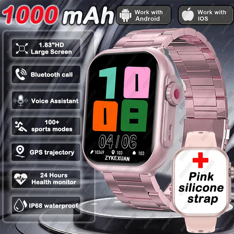 2025 New For Xiaomi Smart Watch Men Women 1.85-Inch HD AMOLED Full Touch Screen IP68 Waterproof Bluetooth Call SmartWatch Man
